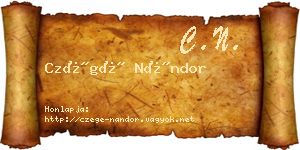 Czégé Nándor névjegykártya